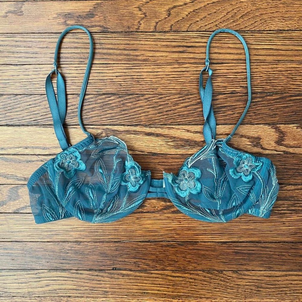 retro floral lace demi bra